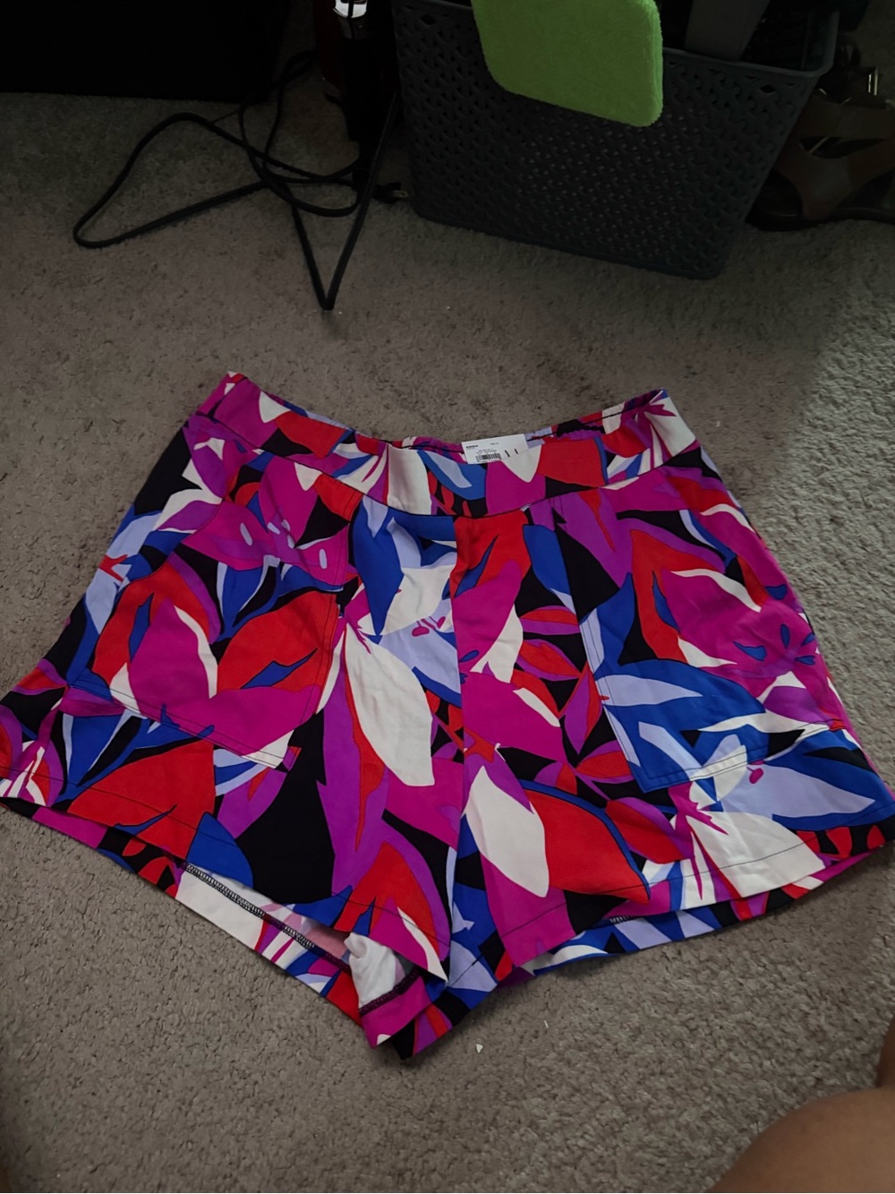 Nine West Bold Abstract Print Shorts - Pink, Red, Blue, White